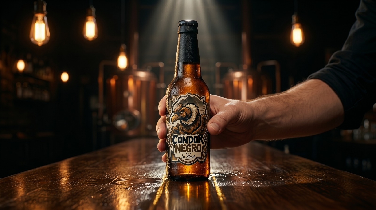 Cóndor Negro La Stout — botella en bar